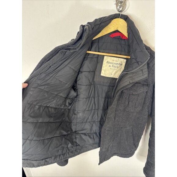 Abercrombie & Fitch Heather Gray Wool Blend Army Field Jacket Men’s S - Picture 8 of 11